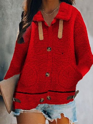 Casual Shawl Collar Polar Fleece Teddy Jacket - Just Fashion Now UK - Modalova