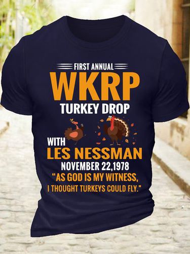 Men's Cotton First Annual WKRP Turkey Drop With Les Nessman November 22 1978 T-Shirt - Modetalente - Modalova