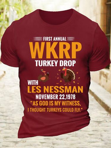 Men's Cotton First Annual WKRP Turkey Drop With Les Nessman November 22 1978 T-Shirt - Modetalente - Modalova