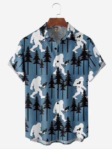 Bigfoot Chest Pocket Short Sleeve Hawaiian Shirt - Modetalente - Modalova