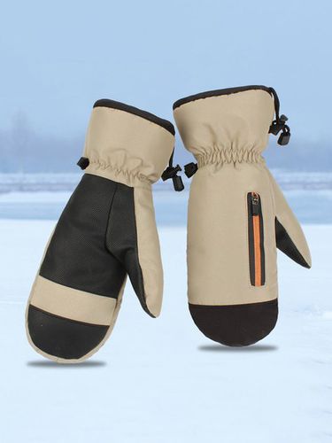 Waterproof and Windproof Contrasting Color Thickened Ski Warm Gloves - Just Fashion Now UK - Modalova