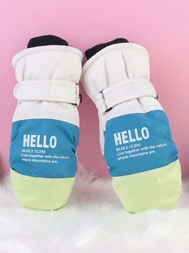 Waterproof Fabric Thickened Warm and Windproof Contrasting Color Splicing Ski Gloves - Just Fashion Now UK - Modalova