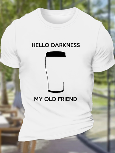 Men's Funny Saying Hello Darkness My Old Frien Cotton Casual T-Shirt - Modetalente - Modalova