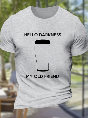 Men's Funny Saying Hello Darkness My Old Frien Cotton Casual T-Shirt - Modetalente - Modalova