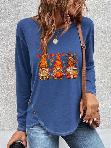 Halloween Loose Casual Buttoned T-Shirt - Just Fashion Now - Modalova