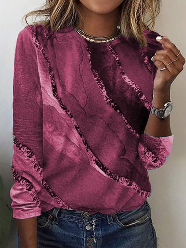 Abstract Casual Loose Long Sleeve T-Shirt - Modetalente - Modalova