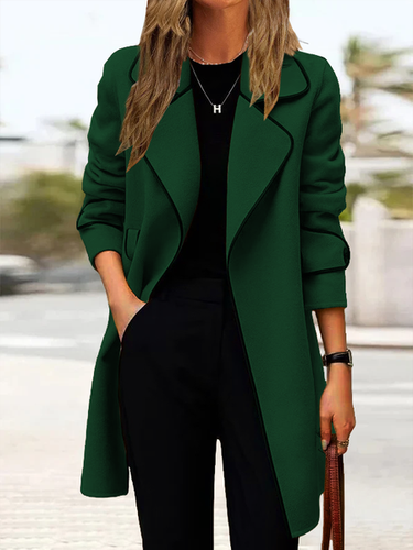 Lapel Collar Loose Woolen Casual Coat - Just Fashion Now - Modalova