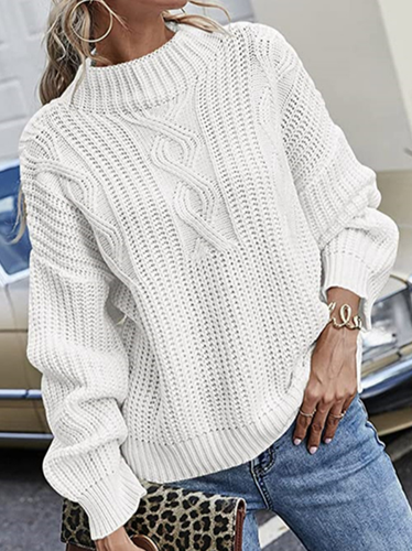 Casual Plain Wool/Knitting Sweater - Just Fashion Now - Modalova