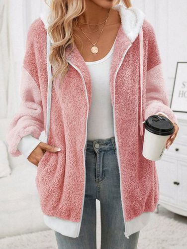 Fluff/Granular Fleece Fabric Casual Loose Teddy Jacket - Just Fashion Now - Modalova