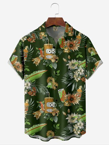 Botanical Drink Chest Pocket Short Sleeve Hawaiian Shirt - Modetalente - Modalova