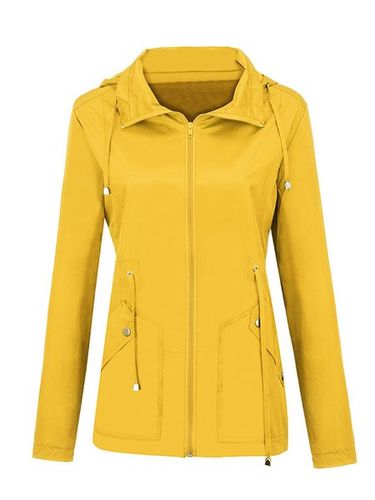 Zipper Plain Casual Trench Coat - Modetalente - Modalova