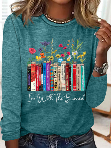 Women's I'm With The Banned Flowers Book Lover Gift Cotton-Blend Casual Shirt - Modetalente - Modalova