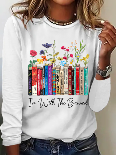 Women's I'm With The Banned Flowers Book Lover Gift Cotton-Blend Casual Shirt - Modetalente - Modalova