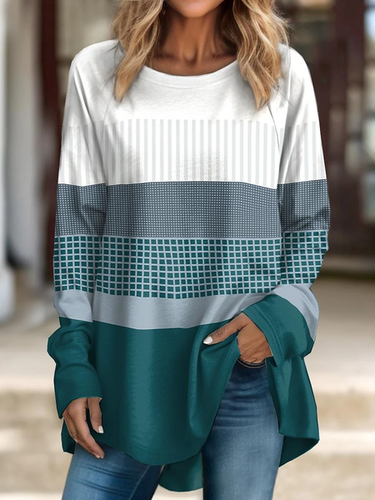 Tops Fashion Printed Round Neck Long Sleeve T-Shirt - Modetalente - Modalova