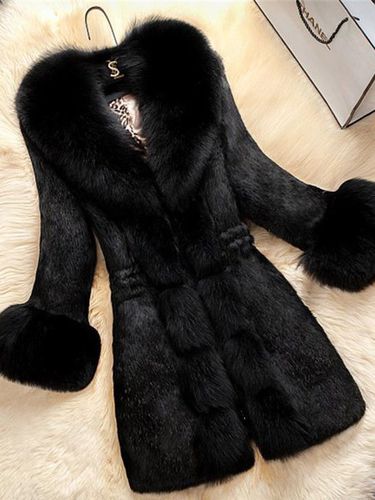Regular Fit Fur Elegant Plain Leather & Faux Leather - Just Fashion Now - Modalova