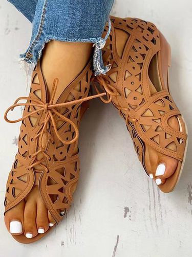 Resort Cutout Lace-Up Sandal Boots - Just Fashion Now - Modalova