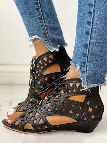 Resort Cutout Lace-Up Sandal Boots - Just Fashion Now - Modalova