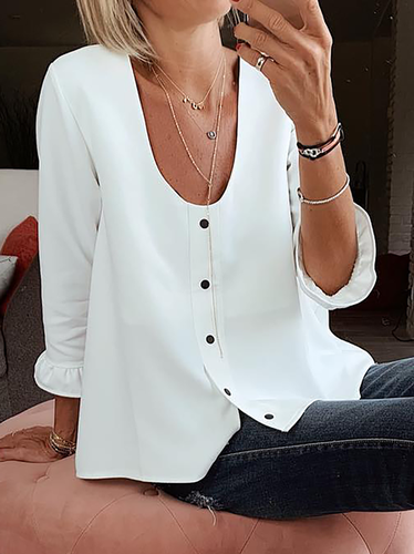Casual Plain Blouse - Modetalente - Modalova