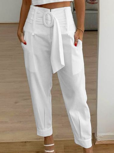 Plain Casual Cotton Cargo Pants - Modetalente - Modalova