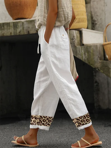 Loose Linen Leopard Pants - Just Fashion Now UK - Modalova
