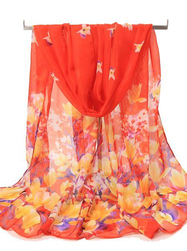 Silk Floral Scarf Boho Vacation Everyday Accessories - Just Fashion Now UK - Modalova