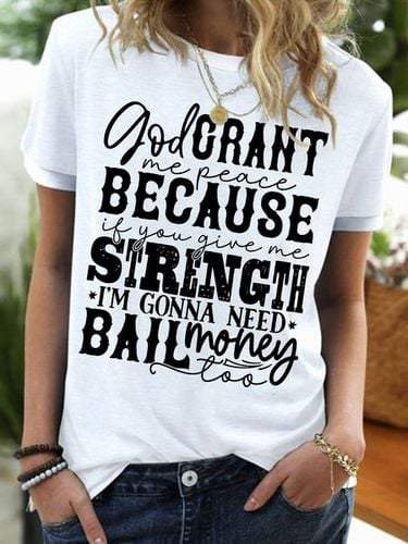 Women's God Crant Me Peace Because If You Give Me Strength I'M Gonna Need Ball Money Too Funny Easter Day Graphic Printing Casual Cotton-Blend Crew Ne - Modetalente - Modalova