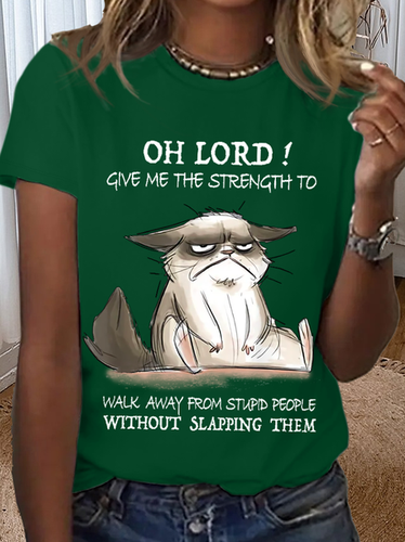 Women's Funny Word Oh Lord Give Me The Strength To Walk Away From Stupid People Without Slapping Them Loose T-Shirt - Modetalente - Modalova