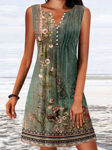 Buckle Casual Jersey Floral Printed Dress - Modetalente - Modalova