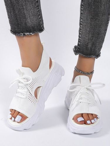 Breathable Hollow Out Lace Up Front Slip On Sports Sandals - Just Fashion Now - Modalova