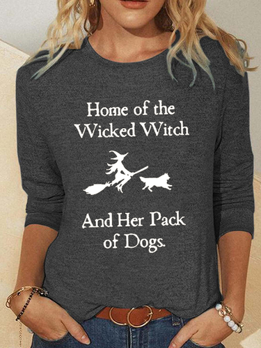 Home Of The Wicked Witch And Her Pack Of Dogs Print Casual Dog Regular Fit Shirt - Modetalente - Modalova