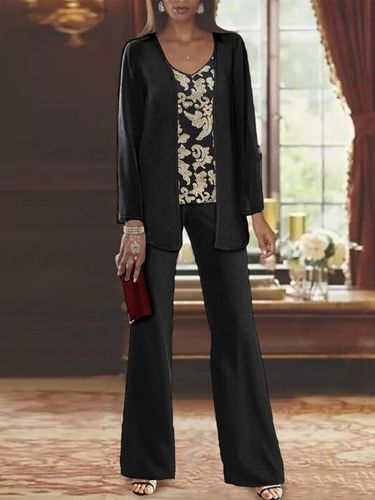 Elegant Loose V Neck Chiffon Matching Outfit - Just Fashion Now - Modalova