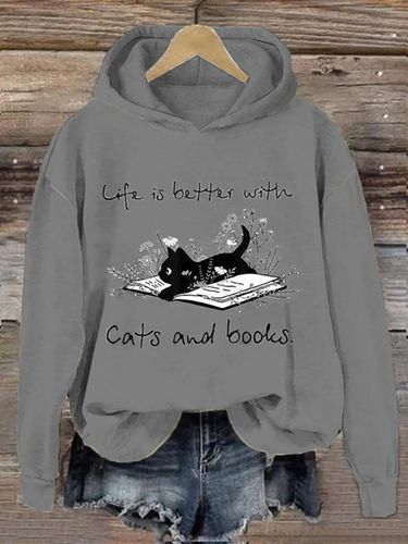 Fun Cat Print Women's Hooded Sweatshirt - Just Fashion Now - Modalova