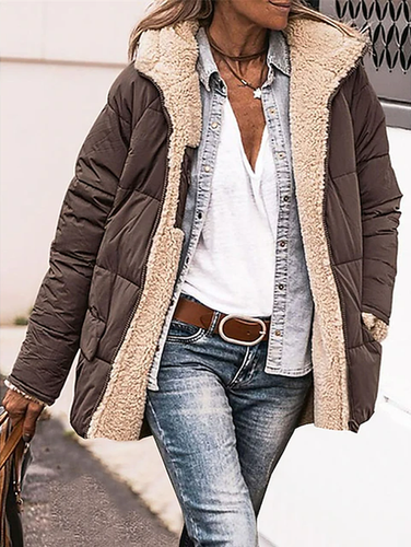 Casual Hoodie Plain Fleece Jacket - Just Fashion Now - Modalova