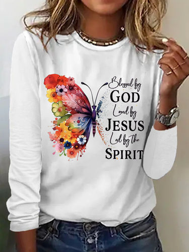 Blessed By God Loved By Jesus Led By The Spirit Casual Butterfly Shirt - Modetalente - Modalova