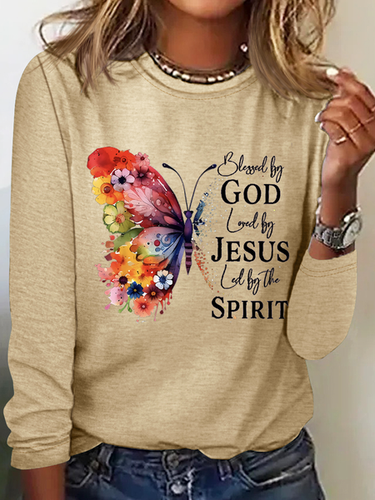 Blessed By God Loved By Jesus Led By The Spirit Casual Butterfly Shirt - Modetalente - Modalova