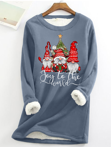 Joy To The World Gnome Santa Claus Crew Neck Casual Fleece Sweatshirt - Modetalente - Modalova
