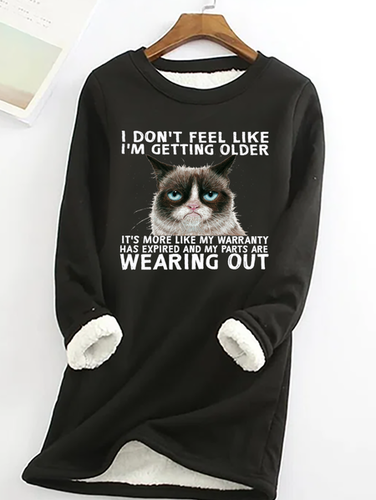 Women's Funny Qoute Grumpy Cat Cotton-Blend Casual Fleece Sweatshirt - Modetalente - Modalova