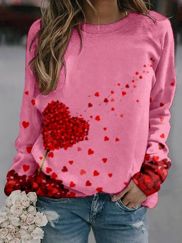 Casual Heart/Cordate Crew Neck Loose Sweatshirt - Modetalente - Modalova