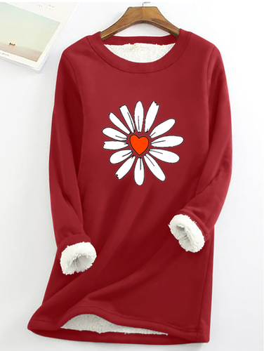 Casual Daisy Print Fleece Sweatshirt - Modetalente - Modalova