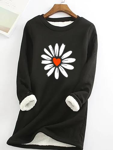 Casual Daisy Print Fleece Sweatshirt - Modetalente - Modalova