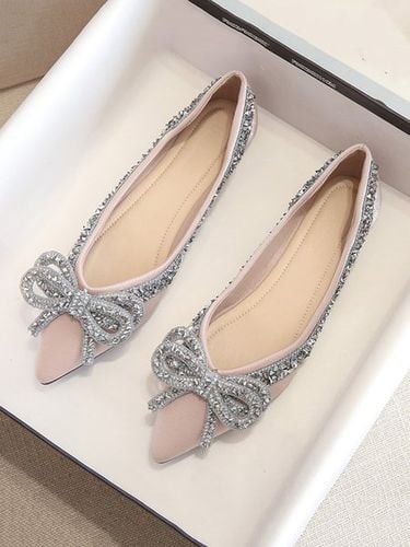 Sparkling Rhinestone Bowknot Fashion Flat Shallow Shoes - Modetalente - Modalova