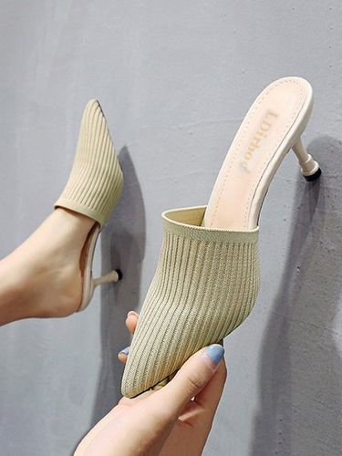 Women Minimalist Breathable Mesh Fabric Stiletto Heel Mules - Just Fashion Now - Modalova