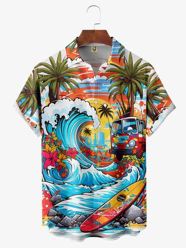 Beach Party Chest Pocket Short Sleeve Hawaiian Shirt - Modetalente - Modalova