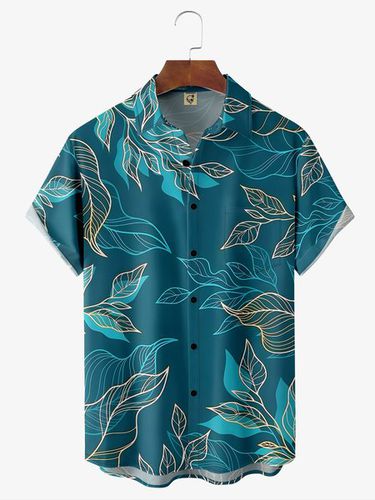 Leaf Chest Pocket Short Sleeve Hawaiian Shirt - Modetalente - Modalova
