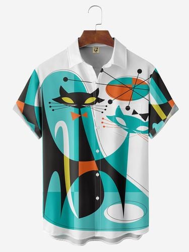 Abstract Chest Pocket Short Sleeve Hawaiian Shirt - Modetalente - Modalova