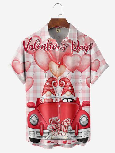 Valentine's Day Chest Pocket Short Sleeve Casual Shirt - Modetalente - Modalova