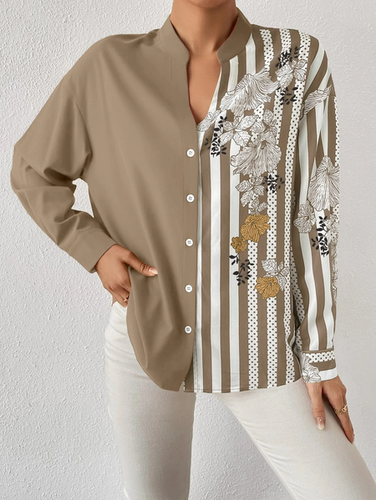 Striped Loose Simple Blouse - Just Fashion Now - Modalova