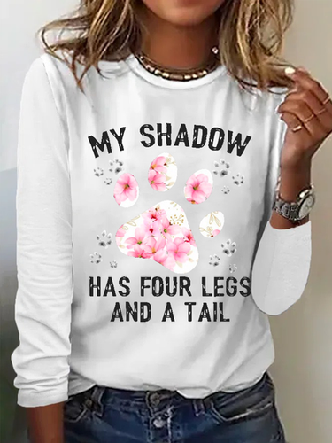 Funny Dog My Shadow Has Four Legs And A Tail Casual Long Sleeve Shirt - Modetalente - Modalova