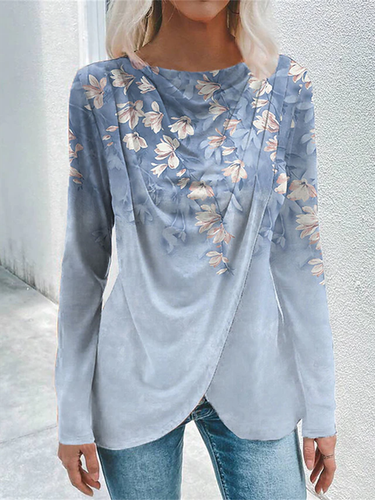 Floral Casual Cotton-Blend T-Shirt - Just Fashion Now - Modalova
