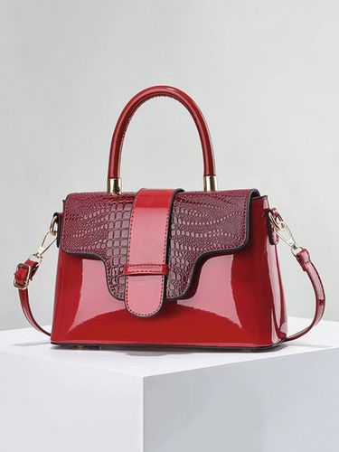 Crocodile Embossed Handbag Buckle Decor Crossbody Bag - Just Fashion Now - Modalova